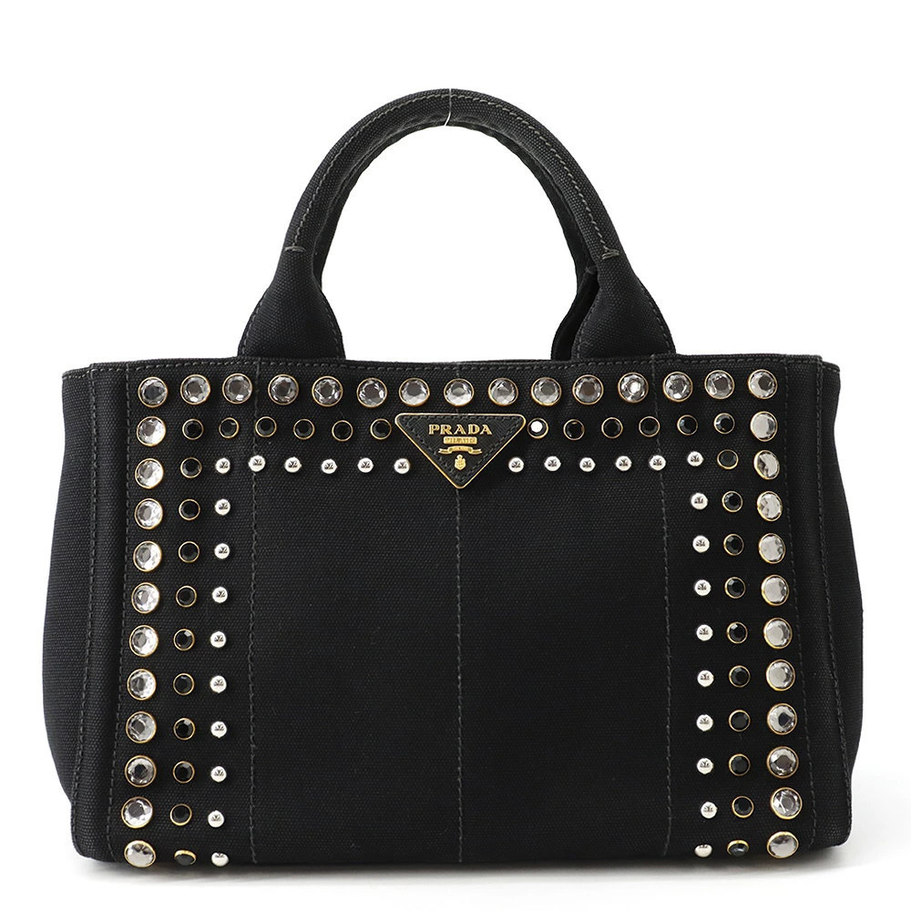 Prada Canapa Bijou Canvas Tote Bag Black